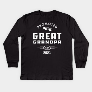 New Great Grandma - Promoted to great grandpa est. 2021 Kids Long Sleeve T-Shirt